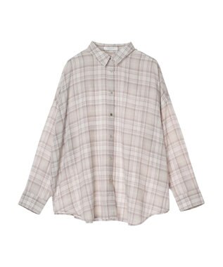 Green Parks リネンレーヨン２ｗａｙシャツ Check Beige