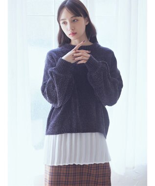 earth music&ecology シャイニーベロアモールプルオーバー Dark Gray