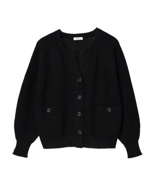 earth music&ecology ブークレーキーネックカーディガン Black