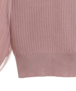 earth music&ecology マジョリカプリーツチュールニットプルオーバー Pink Beige