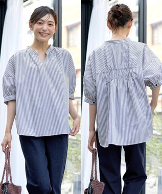 Tiaclasse 【洗える】バックギャザーシャツ