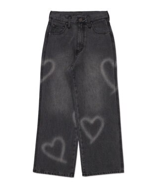 WEGO スプレーペイントストレートデニムパンツ ブラックその他