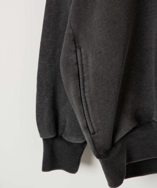 WEGO ピグメントハーフZIPロゴプルパーカー スミクロ