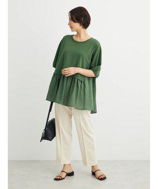 Green Parks らくスレストレートパンツ Ivory