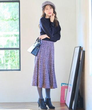 ANY SIS 【洗える】彩色兼美 ニット ネイビー