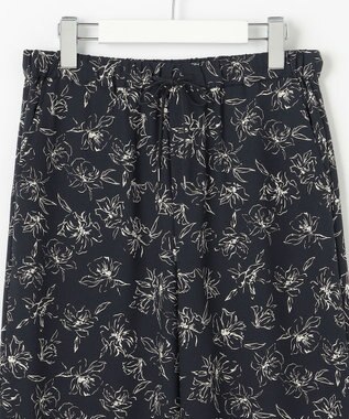 J.PRESS LADIES L 【洗える】ラインフラワープリント ワイドパンツ ネイビーベース系