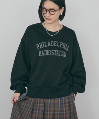 AMERICAN HOLIC カレッジロゴ裏起毛プルオーバー Black