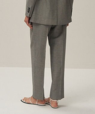 ATON WOOL LINEN SHARKSKIN | テーパードタックパンツ GRAY