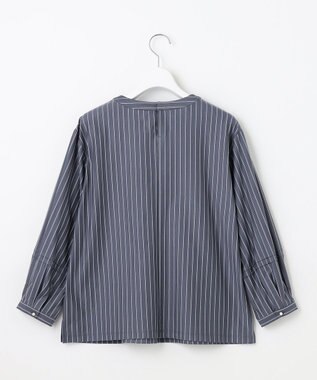 J.PRESS LADIES ストライプジャージー ピンタック カットソー ライトグレー系1