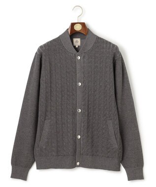 J.PRESS MEN 羽織るだけで整う大人の品格【ストレッチ / イージーケア】【FLEX YARN】ケーブルニット ブルゾンライク カーディガン グレー系