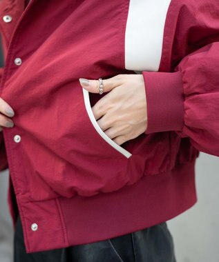 WEGO ナイロン切替ショートスタジャン ワイン