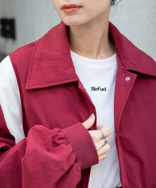 WEGO ナイロン切替ショートスタジャン ワイン