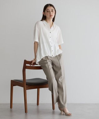 YECCA VECCA 【接触冷感】裾バルーン切替デザインヘムシャツ Khaki