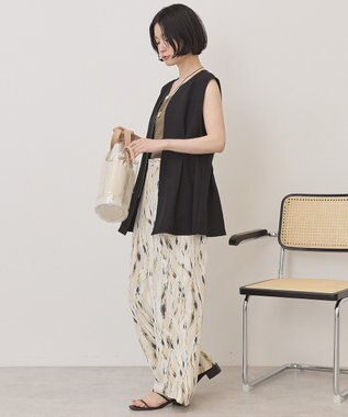 AMERICAN HOLIC 【イージーケア】リネンライクペプラムベスト Black