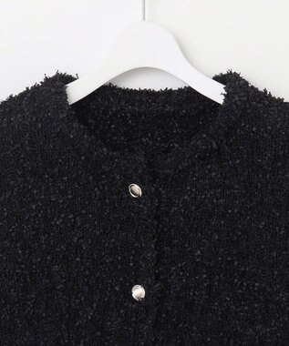 Feroux 【洗える】ミックスヤーンニット ジャケット ブラック系