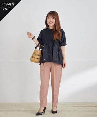 Tiaclasse L 【小倉優子さん着用・洗える】カラーテーパードパンツ ピンク