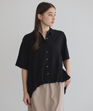 YECCA VECCA 【接触冷感】裾バルーン切替デザインヘムシャツ Khaki