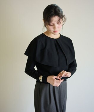 #Newans 【洗える】ケープカラープルオーバー ブラック