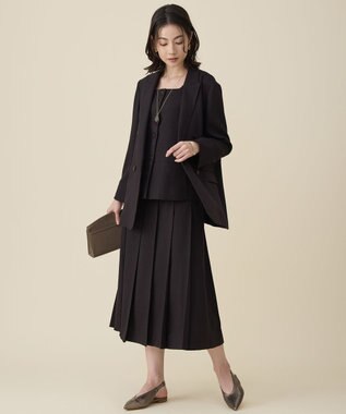 自由区 S 【セットアップ対応】リネンライクシンセティックタック スカート ダークブラウン