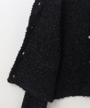 Feroux 【洗える】ミックスヤーンニット ジャケット ブラック系