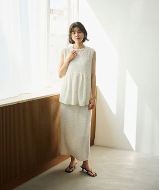 #Newans 【金子綾さんインスタライブご紹介アイテム】（セットアップ可能）ふくれジャガード タイトスカート ホワイト