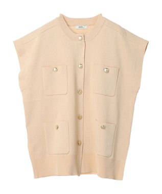 earth music&ecology 金ボタンニットベスト Beige