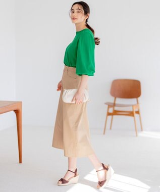 組曲 【ストレッチ・イージーケア】ハイウエストチノ スカート ベージュ系
