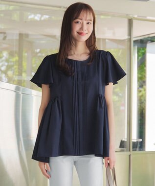 Tiaclasse 【洗える】ペプラムギャザーピンタックブラウス