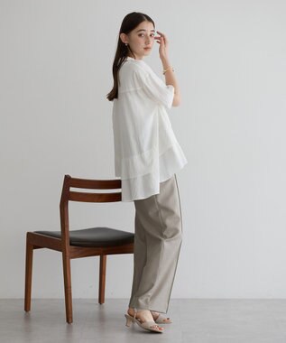 YECCA VECCA 【接触冷感】裾バルーン切替デザインヘムシャツ Khaki