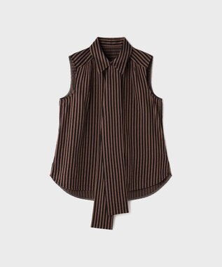 GRACE CONTINENTAL ヒッコリージャガードボウタイブラウス ブラウン