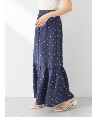 earth music&ecology ドットドビーフレアスカート Navy