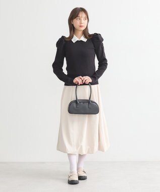 earth music&ecology 襟ビジュー付きニットプルオーバー Black