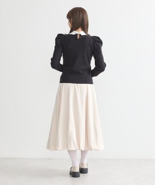 earth music&ecology 襟ビジュー付きニットプルオーバー Black