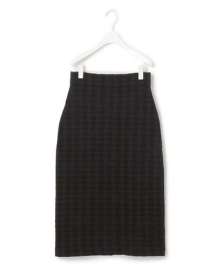 ICB 【洗える】ハウンドトゥースパターン ニットスカート ブラック系