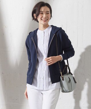 J.PRESS LADIES URAKE フーディー ジップアップ パーカー ネイビー系