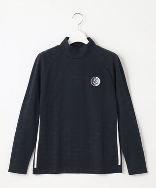 23区GOLF 【WOMEN】クラブジャガード柄 モックネックシャツ ネイビー系