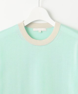 自由区 【アンサンブル対応・洗える】シャインハイゲージ5分袖 ニット ミント