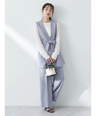 earth music&ecology リネンライクワイドパンツ Grayish Blue