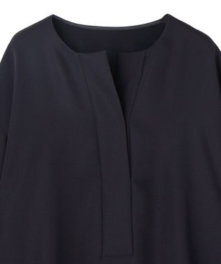 UNFILO 【セットアップ着用可】ドライダブルクロス スキッパーブラウス ネイビー