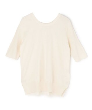 BEIGE， JULIE / コットンシルク 2WAY半袖ニット Ecru