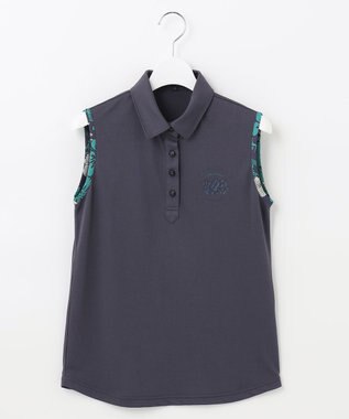 23区GOLF 【WOMEN】【吸水速乾/UVケア】STUDIO FIGLIO アロハ無地 ノースリーブ シャツ ネイビー系