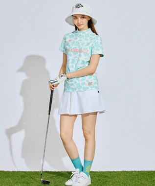 PW CIRCULUS 【永嶋花音プロ着用アイテム】【UV遮蔽率99.5% UVカット / 速乾 / ストレッチ】【WOMEN】アニマルドットモックT ゴルフウェア レディース ブルー系5