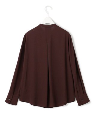 ICB 【接触冷感・UVケア・速乾・洗える】BackSatinAmunzen バンドカラーブラウス バーガンディ系［WEB限定］