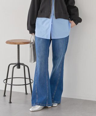 earth music&ecology 切り替えフレアデニムパンツ