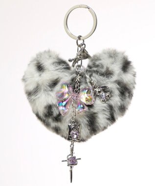 WEGO ファーハートビーズチャームキーホルダー 柄2