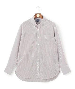 J.PRESS MEN 【KING SIZE】【PREMIUM PLEATS / 形態安定】ロンドンストライプ ドレスシャツ / B.D. ワイン系1