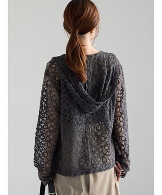 Te chichi レースジップアップフーディー チャコールグレー