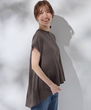 ANY シルケットスムースチュニック ブラウン