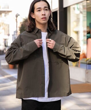 WEGO ナイロンメッシュポケットシャツ カーキ