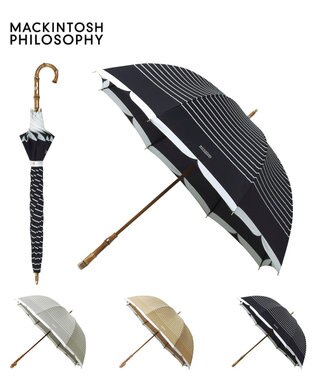 MOONBAT MACKINTOSH PHILOSOPHY(マッキントッシュ フィロソフィー) Cleric collar ボーダー 竹手元 雨傘 長傘 ネイビーブルー